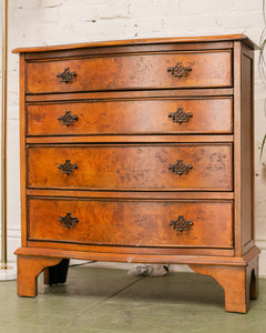 Narrow Walnut Serpentine Shaped Chest Of Four Drawers