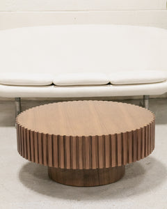 Paneled Round Wood Coffee Table