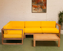 Load image into Gallery viewer, Mareena Outdoor Teak Sectional Sofa in Yellow with Coffee Table
