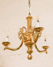 Load image into Gallery viewer, Mid-20th Century Champan Brass Three-Arm Chandelier with Ram&#39;s Heads
