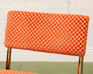 Checkered Cantilever Dining Chair in Rust Orange