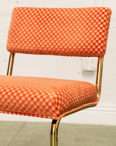 Checkered Cantilever Dining Chair in Rust Orange