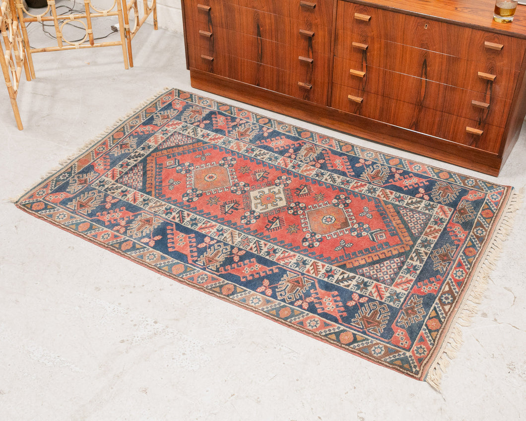 Persian coral Antique Rug