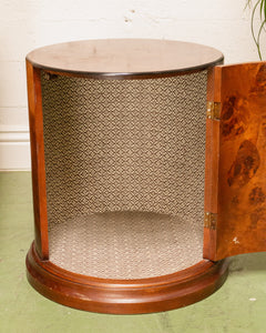 Vintage Art Deco Drum Side Table with Storage