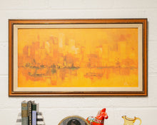 Load image into Gallery viewer, Orange Cityscape Mid Century Painting
