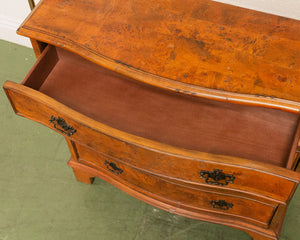 Narrow Walnut Serpentine Shaped Chest Of Four Drawers