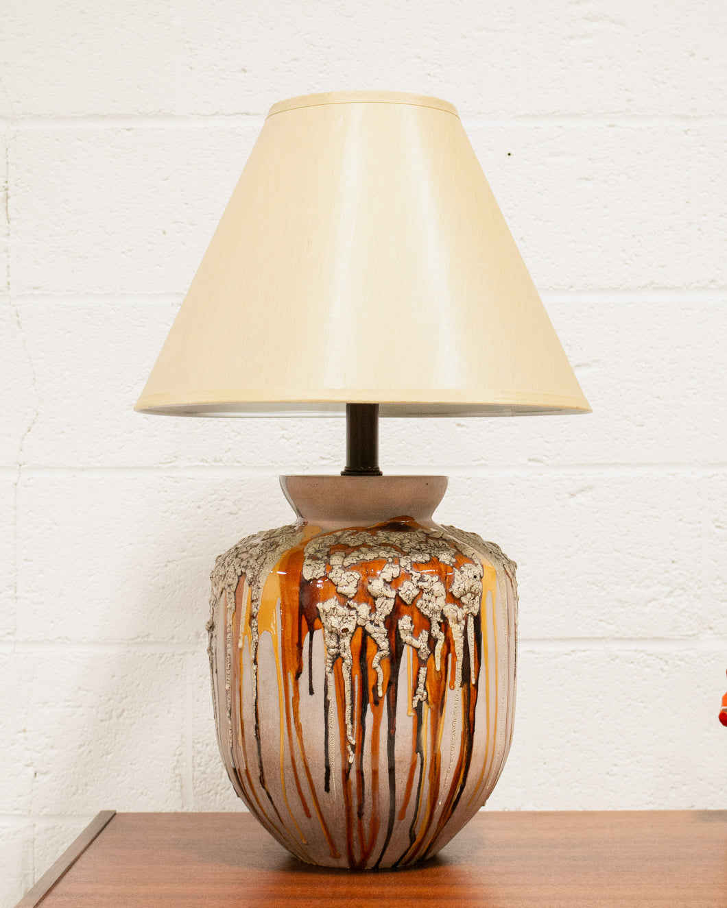 Glazed Vintage Pair of Mid Century Lamps