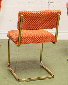 Checkered Cantilever Dining Chair in Rust Orange