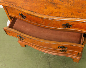 Narrow Walnut Serpentine Shaped Chest Of Four Drawers