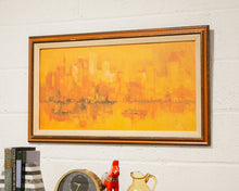 Load image into Gallery viewer, Orange Cityscape Mid Century Painting
