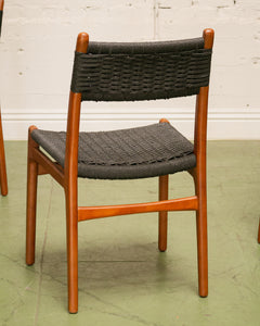 Black Woven and Wood Dining Chair