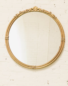 Round Gold Mirror with Motif