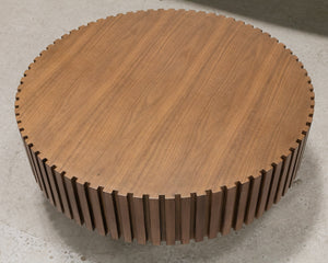 Paneled Round Wood Coffee Table