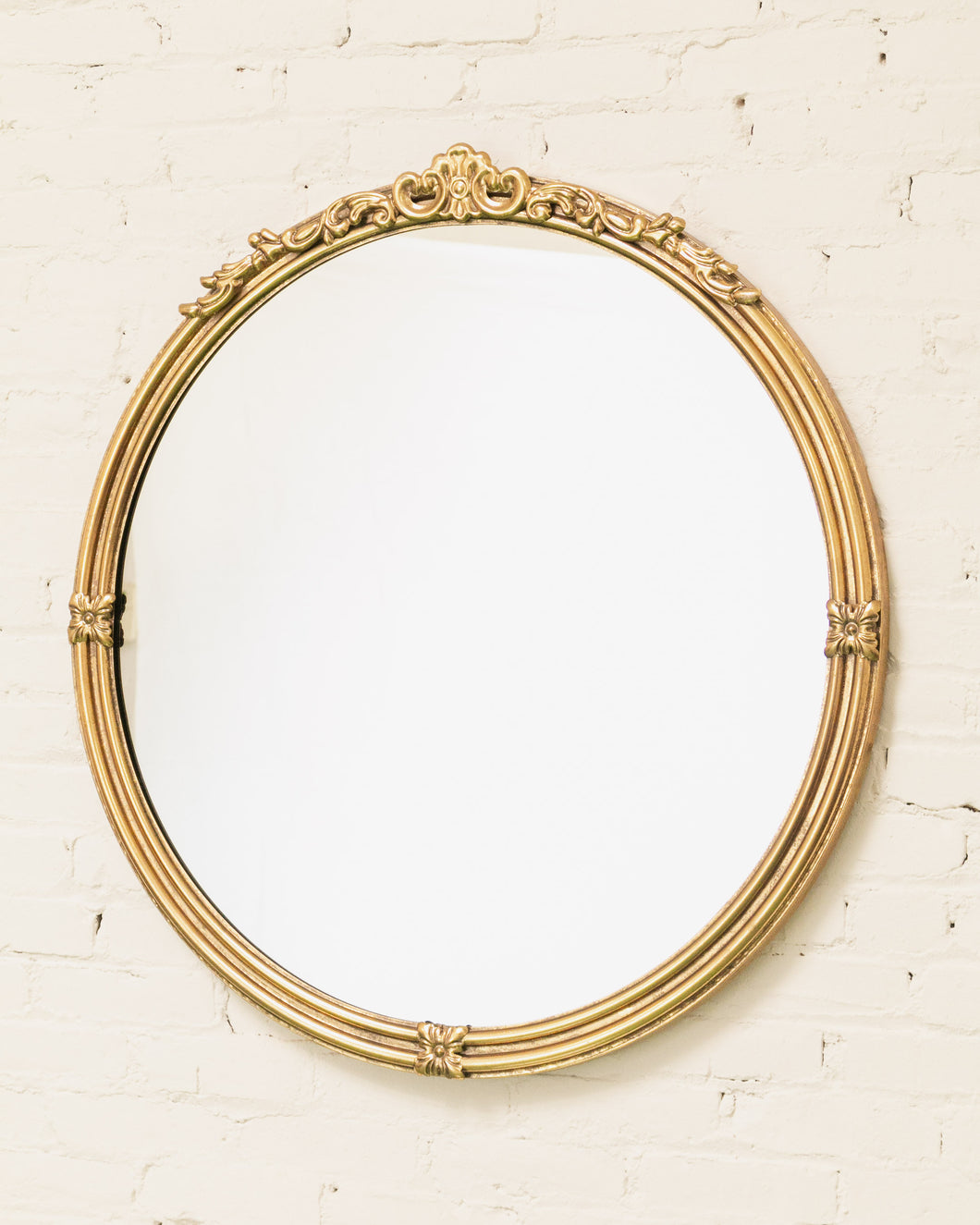 Round Gold Mirror with Motif