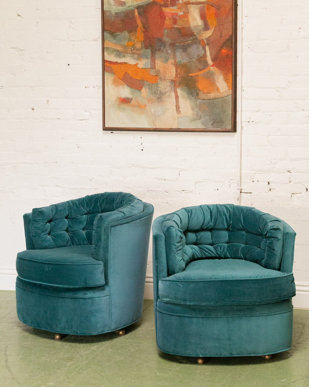 1960’s Teal Swivel Chairs