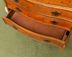 Narrow Walnut Serpentine Shaped Chest Of Four Drawers