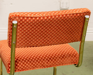 Checkered Cantilever Dining Chair in Rust Orange