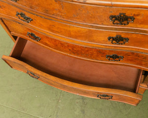 Narrow Walnut Serpentine Shaped Chest Of Four Drawers