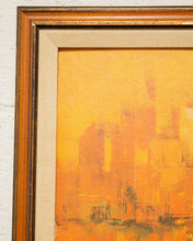 Load image into Gallery viewer, Orange Cityscape Mid Century Painting
