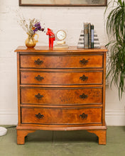 Load image into Gallery viewer, Narrow Walnut Serpentine Shaped Chest Of Four Drawers
