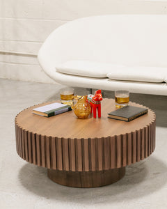 Paneled Round Wood Coffee Table