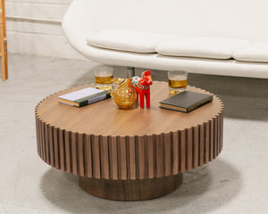 Paneled Round Wood Coffee Table