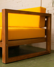 Load image into Gallery viewer, Mareena Outdoor Teak Sectional Sofa in Yellow with Coffee Table
