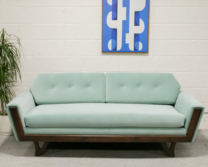 Baby Blue Desmond Walnut Framed Sofa 80"