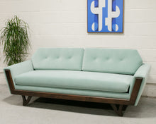 Load image into Gallery viewer, Baby Blue Desmond Walnut Framed Sofa 80&quot;
