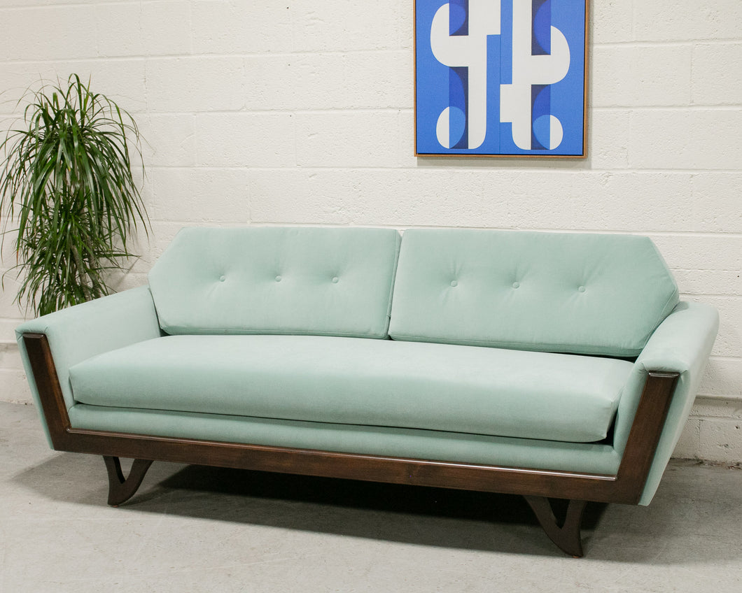 Baby Blue Desmond Walnut Framed Sofa 80