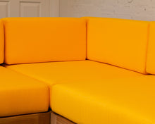 Load image into Gallery viewer, Mareena Outdoor Teak Sectional Sofa in Yellow with Coffee Table
