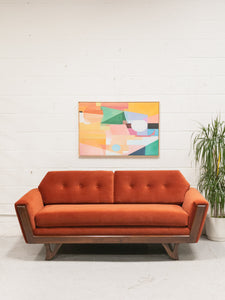 Desmond Walnut Framed Sofa 72” in Royale/Rust