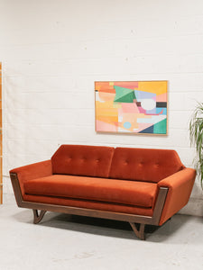 Desmond Walnut Framed Sofa 72” in Royale/Rust