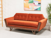 Load image into Gallery viewer, Desmond Walnut Framed Sofa 72” in Royale/Rust
