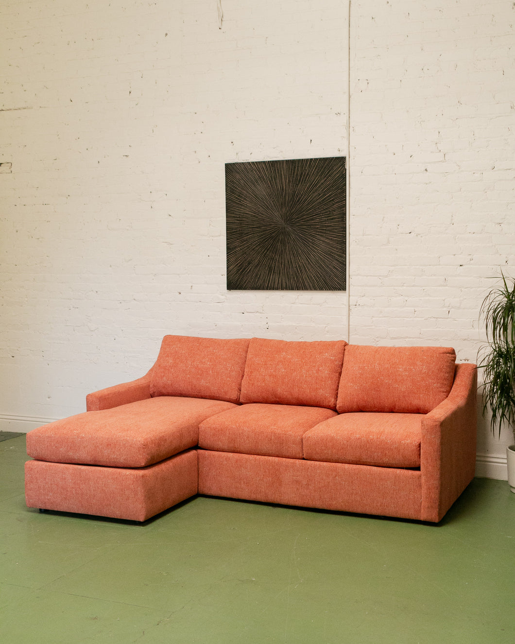 Hauser Sectional Sofa in Amadeo Tangerine