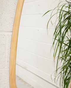 Futuristic Natural Wood Mirror