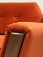 Load image into Gallery viewer, Desmond Walnut Framed Sofa 72” in Royale/Rust
