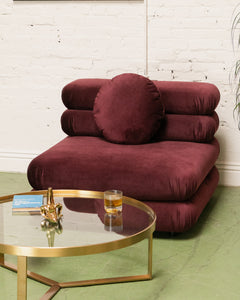 Elodie Velvet 1 Piece Lounger Modular Sectional in Maroon