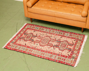 Vintage Silk and Wool Kilim Rug