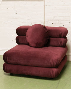 Elodie Velvet 1 Piece Lounger Modular Sectional in Maroon