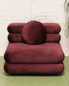 Elodie Velvet 1 Piece Lounger Modular Sectional in Maroon