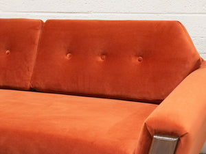 Desmond Walnut Framed Sofa 72” in Royale/Rust