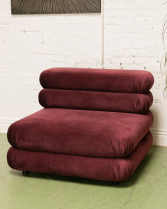 Elodie Velvet 1 Piece Lounger Modular Sectional in Maroon