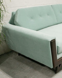 Baby Blue Desmond Walnut Framed Sofa 80"