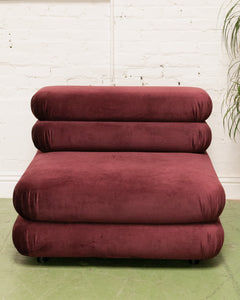 Elodie Velvet 1 Piece Lounger Modular Sectional in Maroon