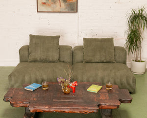 Bailey 2 Piece Loveseat Sofa in Green Corduroy