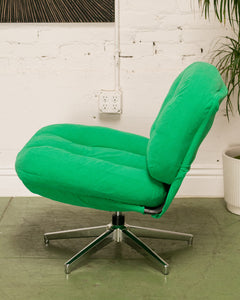 Green Corduroy Low Profile Swivel Chair