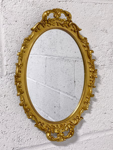 Bright Gold Ovular Ornate Mirror