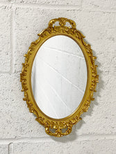 Load image into Gallery viewer, Bright Gold Ovular Ornate Mirror
