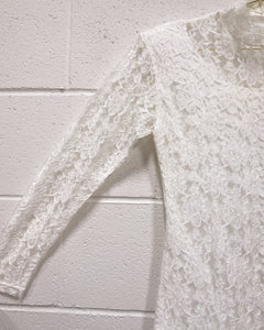 Cream Lace Mock Neck Blouse